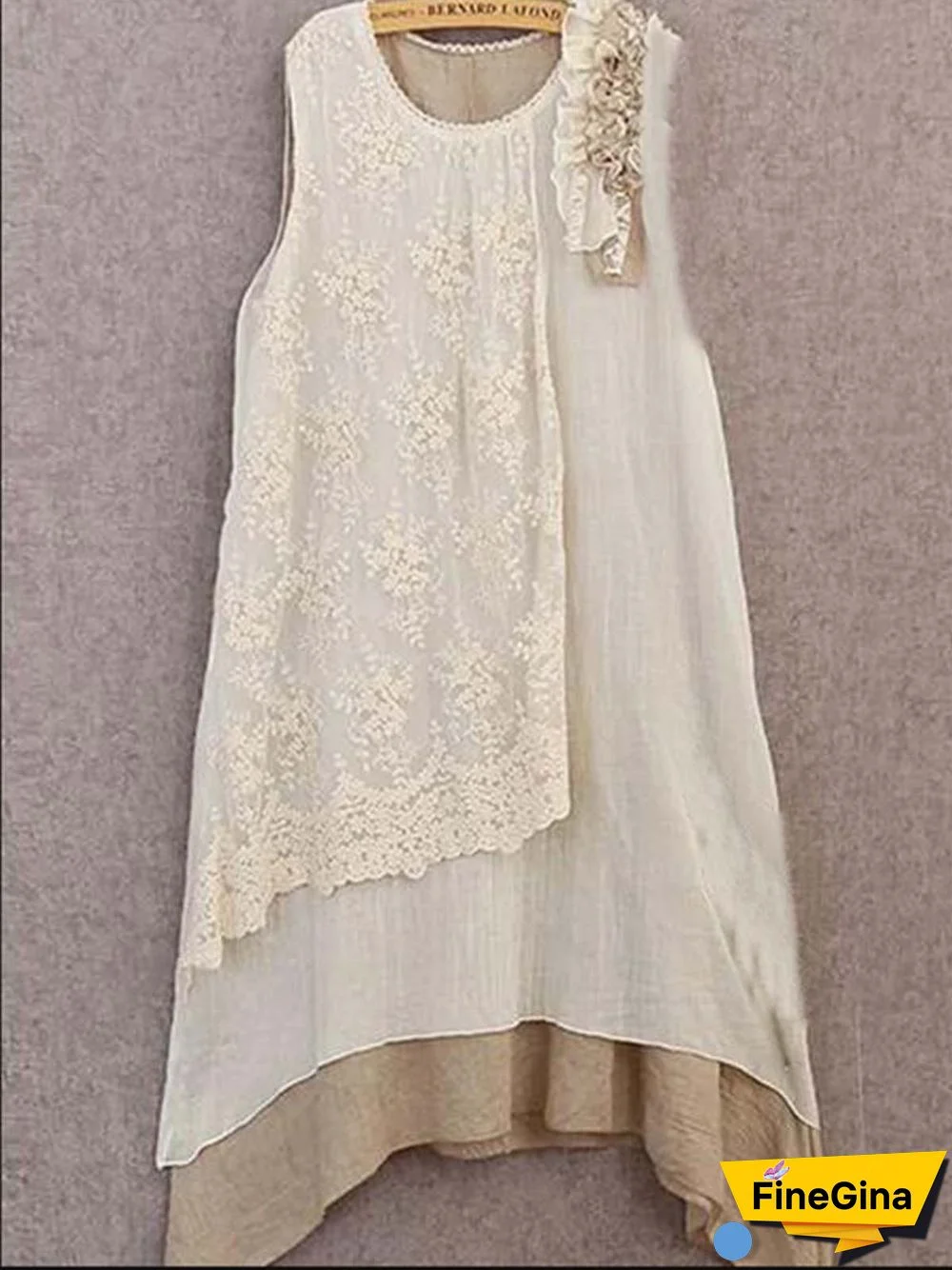 Women Sleeveless A-Line Patchwork Women Casual Summer Weaving Dress