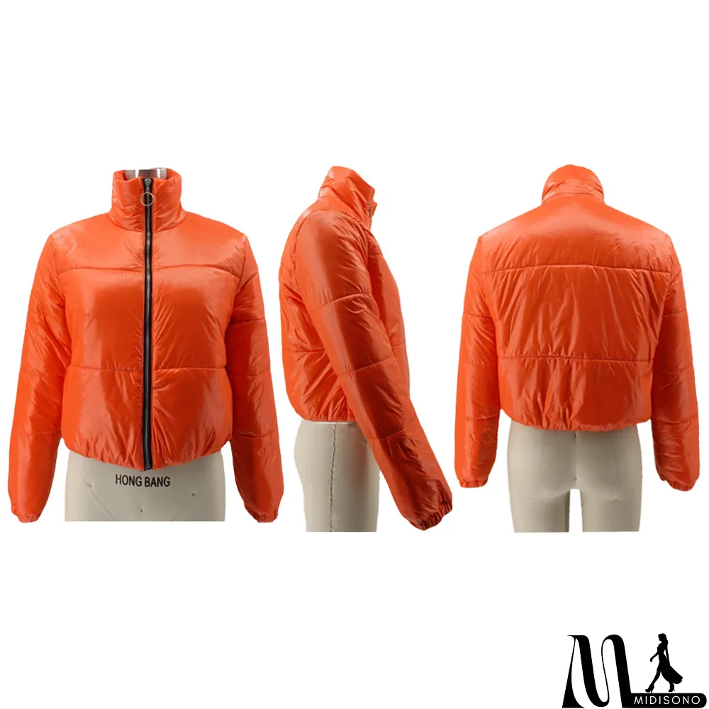 MidiSono - Winter Warm Solid Full Sleeve Zipper Down Jacket