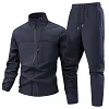 Men's Athletic Softshell Tracksuit 2-Piece Set &ndash; Full-Zip Stand Collar Jacket and Drawstring Sweatpants by Inlyline