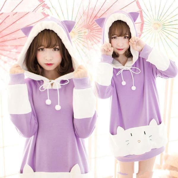 S/M/L [The "Hentai" Prince and the Stony Cat] Tsukiko Cat Ear Fleece Hoodie Jumper SP154329