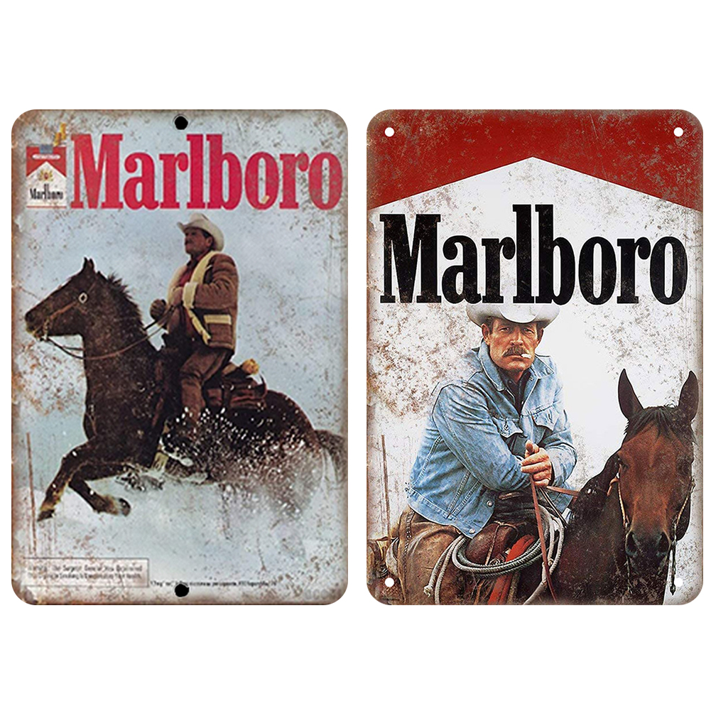 2PCS Marlboro Vintage Metal Signs Set 20*30cm Western