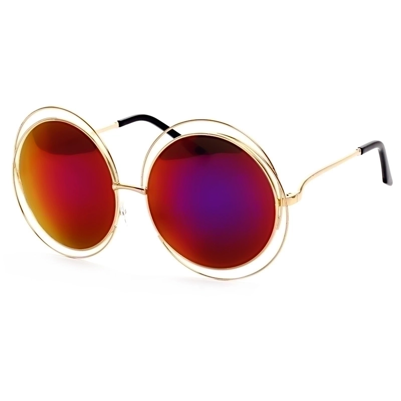 Sweet Solid Color Ac Round Frame Full Frame Women’s Sunglasses
