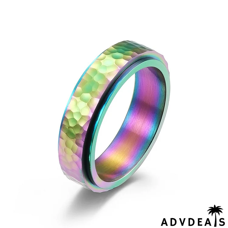 Men's Fashion Irregular Pattern Titanium Steel Spin Ring