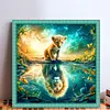 Lion Cub Green Reflection-11CT Stamped Cross Stitch 40*40cm/15.75*15.75in
