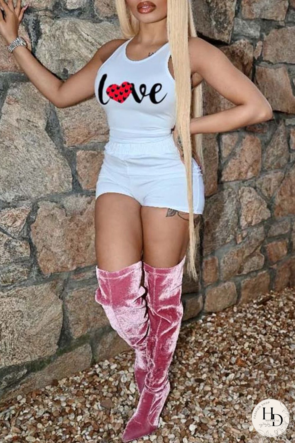 Black Fashion Casual Letter Print Basic O Neck Sleeveless Two Pieces