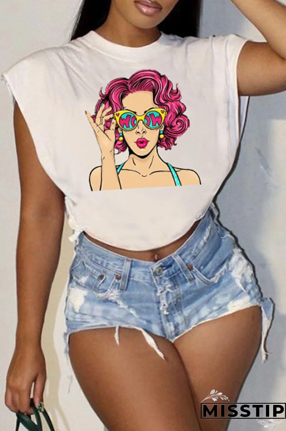 Black Fashion Casual Print Patchwork O Neck T-Shirts