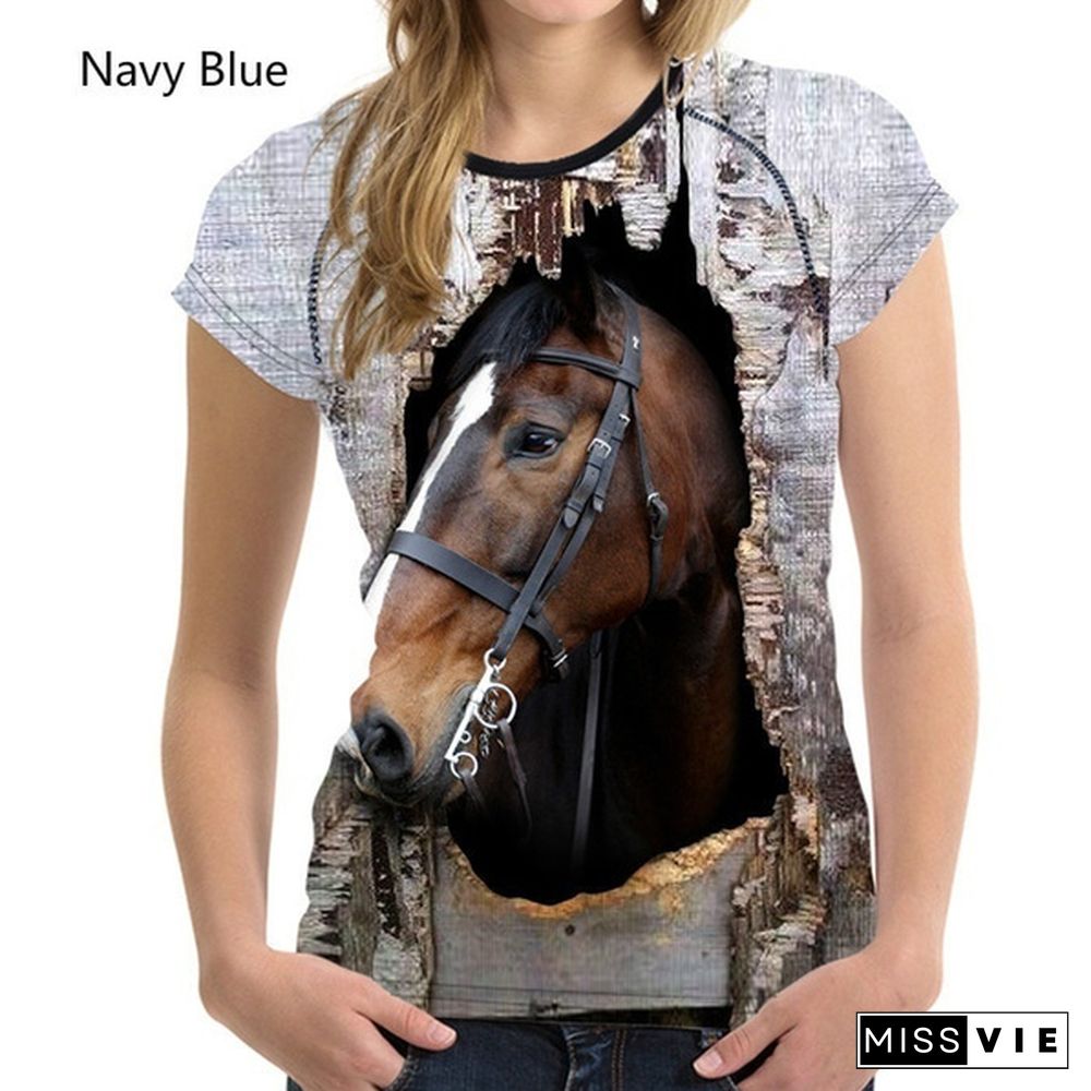 Crazy Horse T-shirts for Women Tees Shirt Harajuku Trendy Tops Tshirts Ladies Short Sleeve Tees Slim T-shirt