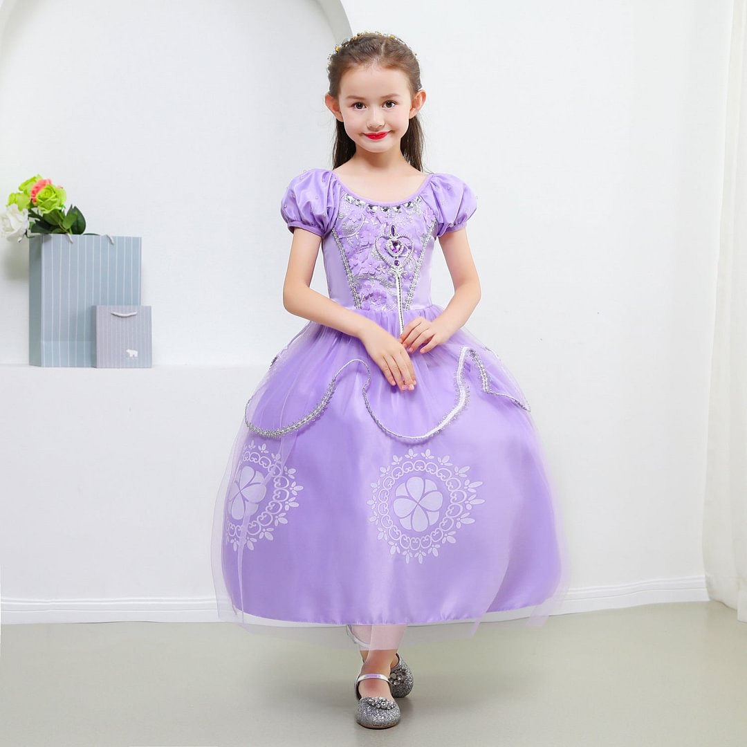 Princess Sophia Dress Purple Halloween Costume Dress Up For Girl-elleschic