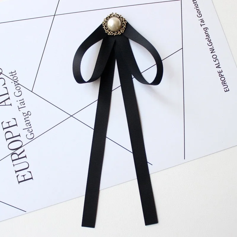 Hand-made Bow Tie Ladies Unisex Banking Stewardess Student Performs Career Korean White Shirt Black Bowtie Classic Trendy Gifts