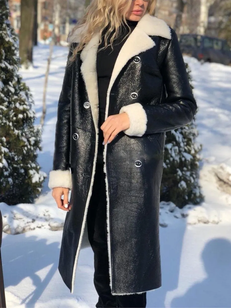Long Leisure Pocket Notched Lapel Coat