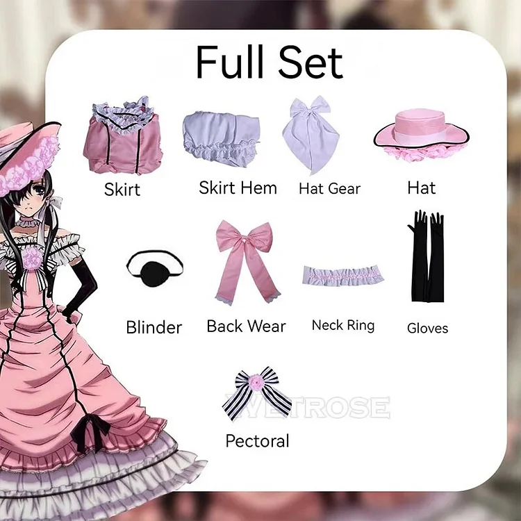 【Wetrose】Robin Ciel SSR Cosplay Costume Black Butler Victorian-style Gown Pink Gothic Lolita Long Dress Set Wig Halloween Xmas