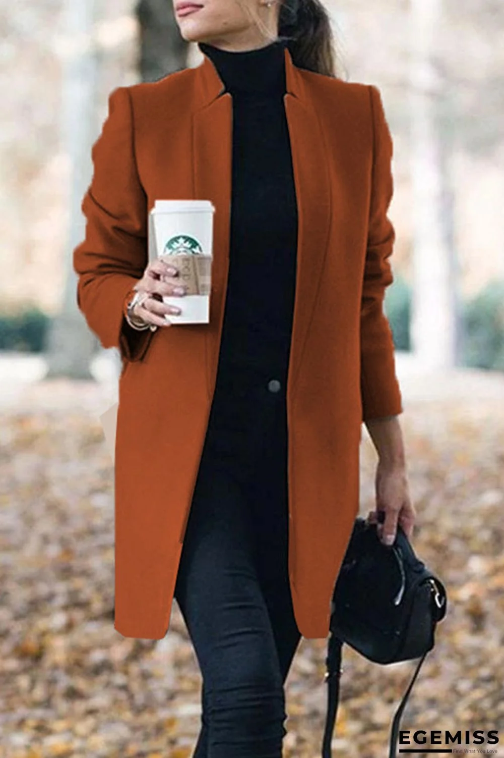 Brown Fashion Casual Long Sleeve Regular Sleeve Solid Coats | EGEMISS