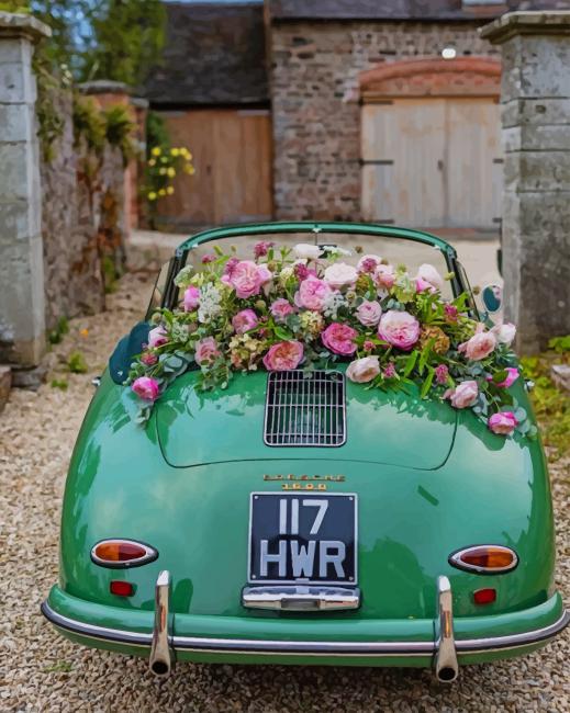 

Aesthetic Classy Green Car And Flowers – Paint By Numbers - 40*50CM, 501 Original
