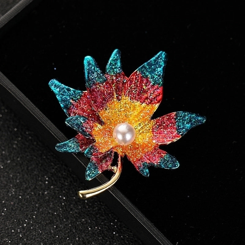 Fashion Pin Flower Alloy Plating Inlay Artificial Gemstones Pearl Women’S Brooches