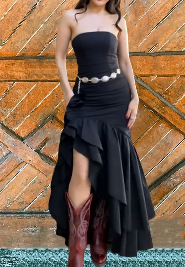 Sexy Off-shoulder Tube Top Irregular Dress