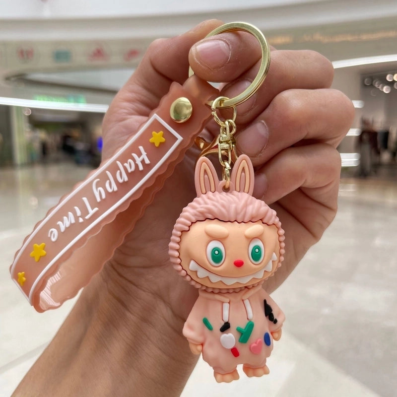 2 Pieces Cute Cartoon Character Pvc Unisex Keychain
