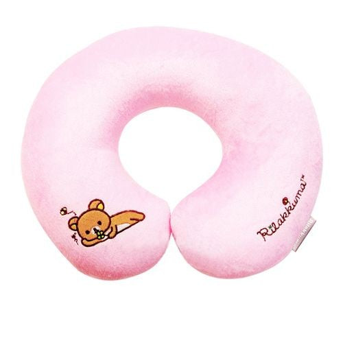 San-X Rilakkuma Travel Pillow Car Neck Cushion Clover Pink A Cute Shop - Inspired by You For The Cute Soul 