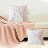 2Pcs Easter Bunny Soft Cushion Case 45x45cm Plush Rabbit Embroidered Pillowcase