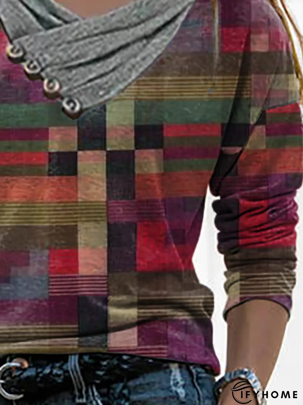 Casual Plaid Printed Top | IFYHOME