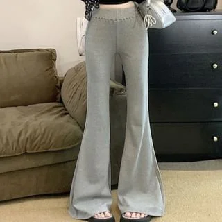 Plain Pants Rise Flared Mid