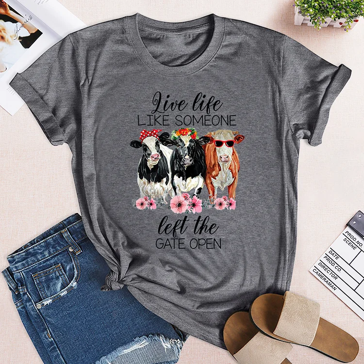 Someone Left the Gate Open Heifer Cow T-Shirt Tee-014797