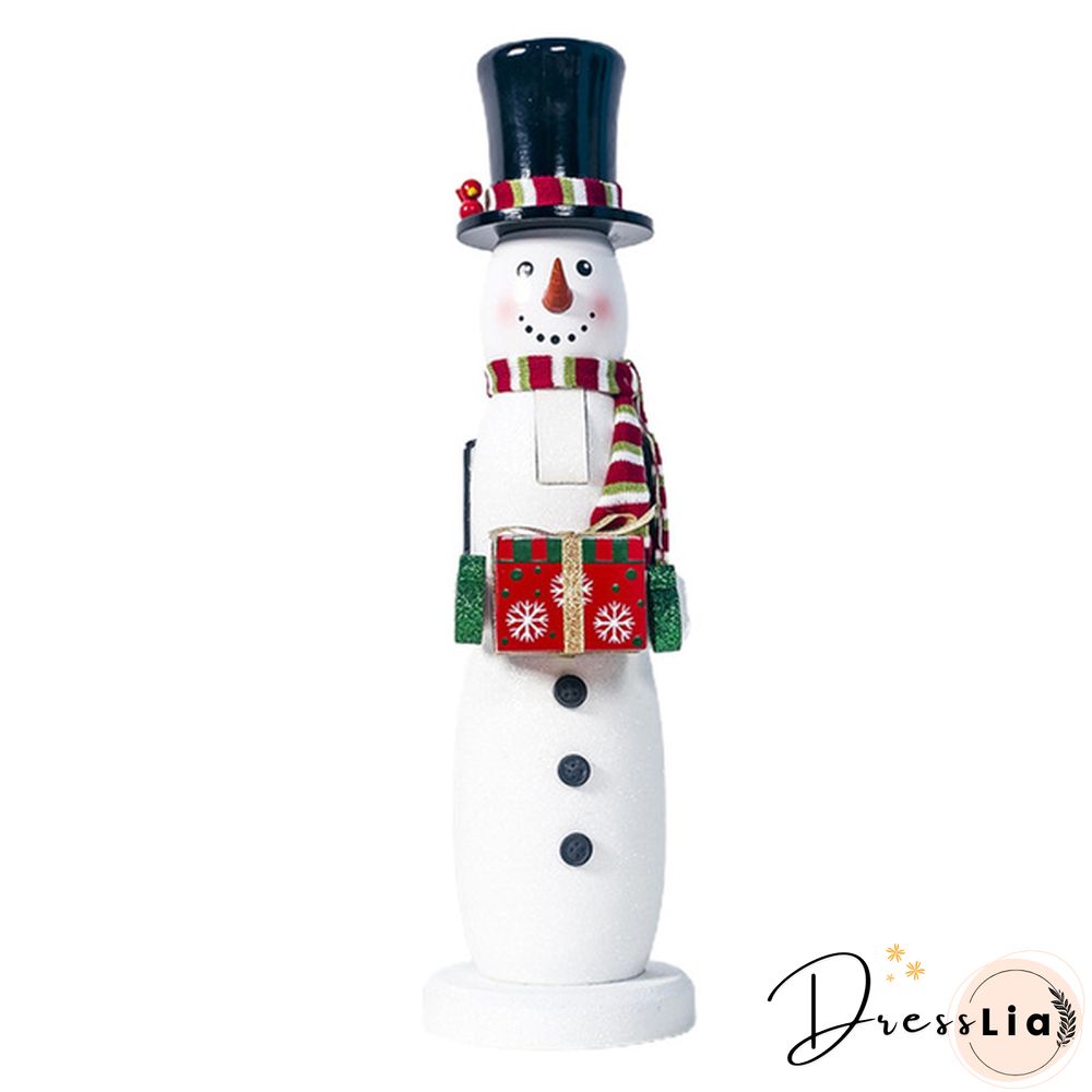 Christmas Wooden Standing Ornaments Cute Cartoon Santa Snowman Elf Nutcracker Doll Figures