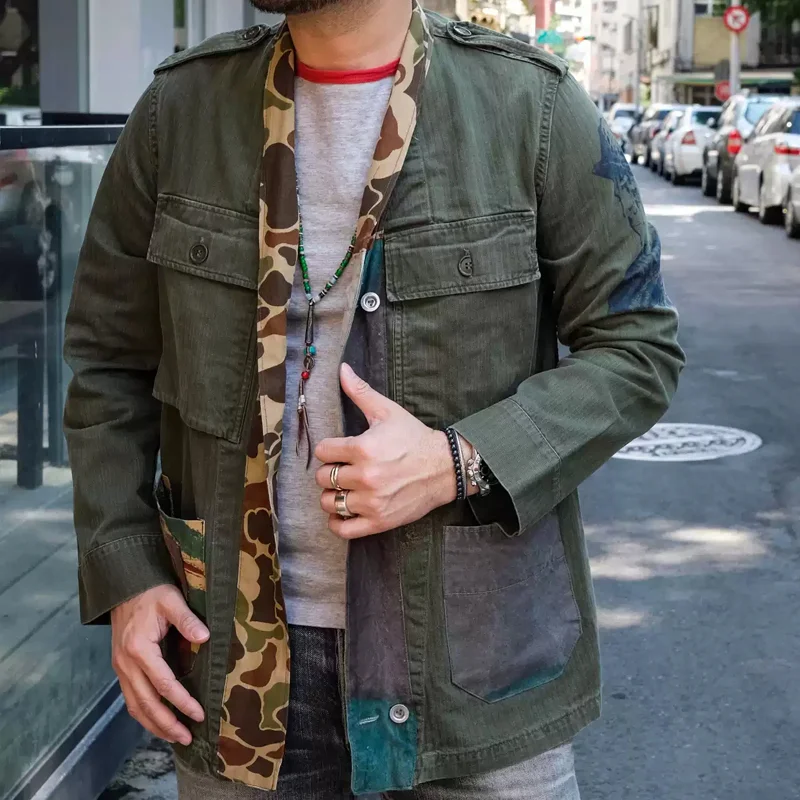 Casual Distressed Heavy Camouflage Patch Jacket