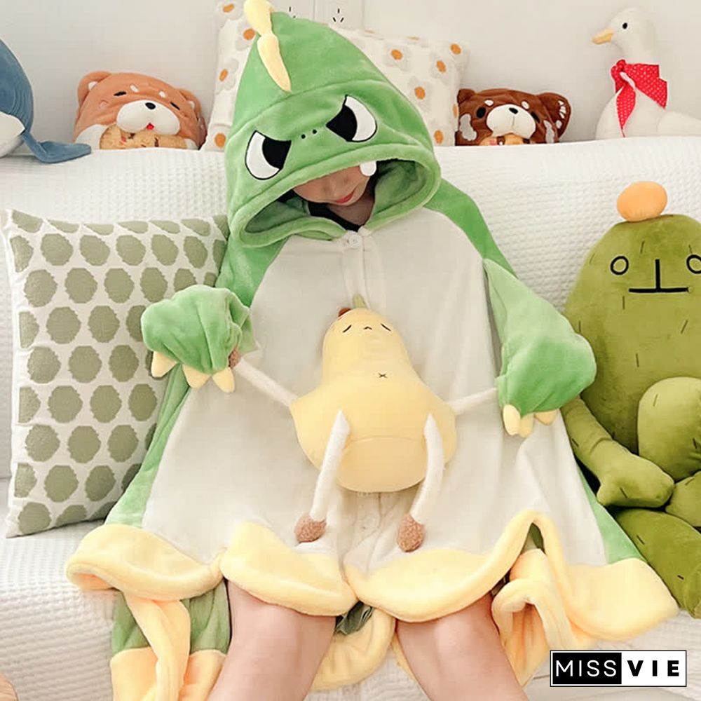 Pre-Order Cartoon Dinosaur Wearable Hooded Blanket Neck Pillow Two Pieces