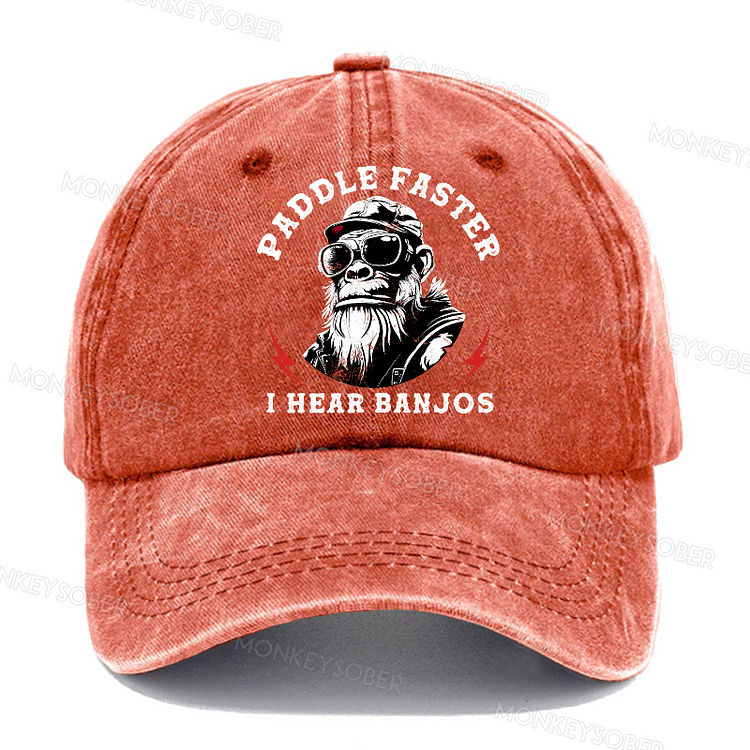 Paddle Faster I Hear Banjos Washed Baseball Caps