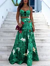 Vest Top+Empire Floral Printed Skirt Suits