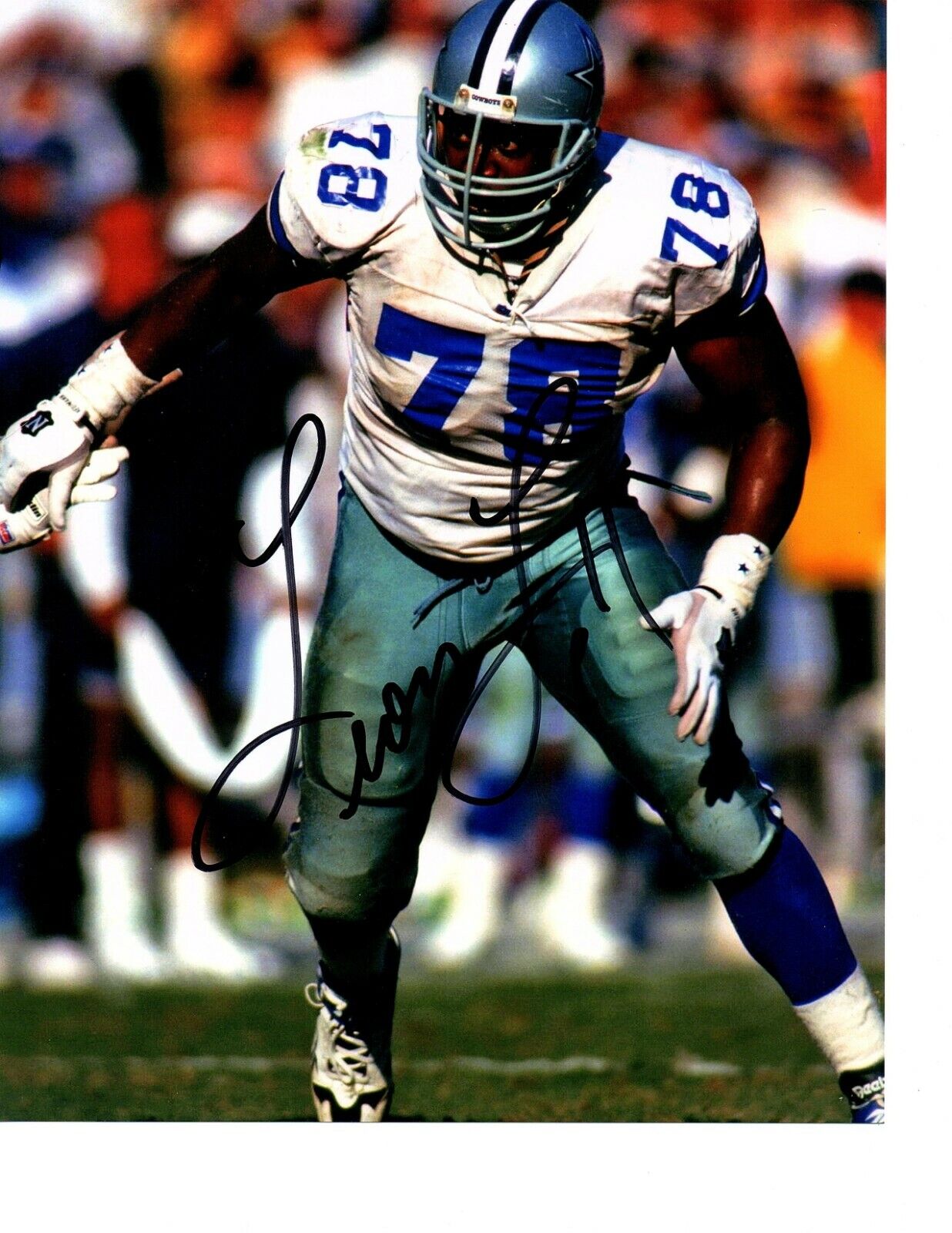 Leon Lett Dallas Cowboys hand auto signed football 8x10 Photo Poster painting Super Bowl Champ d