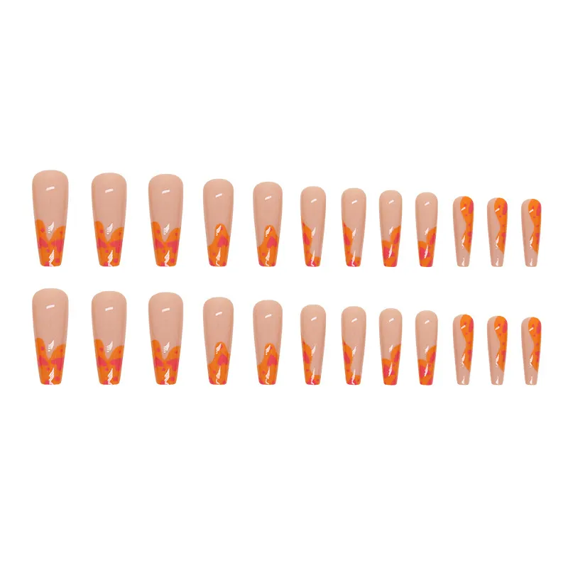 Churchf Churchf Ballet Orange Graffiti Sweet Girl Love Finished Beauty Nail Film Ins Wind Fake Nails Can Be Mixed Batch