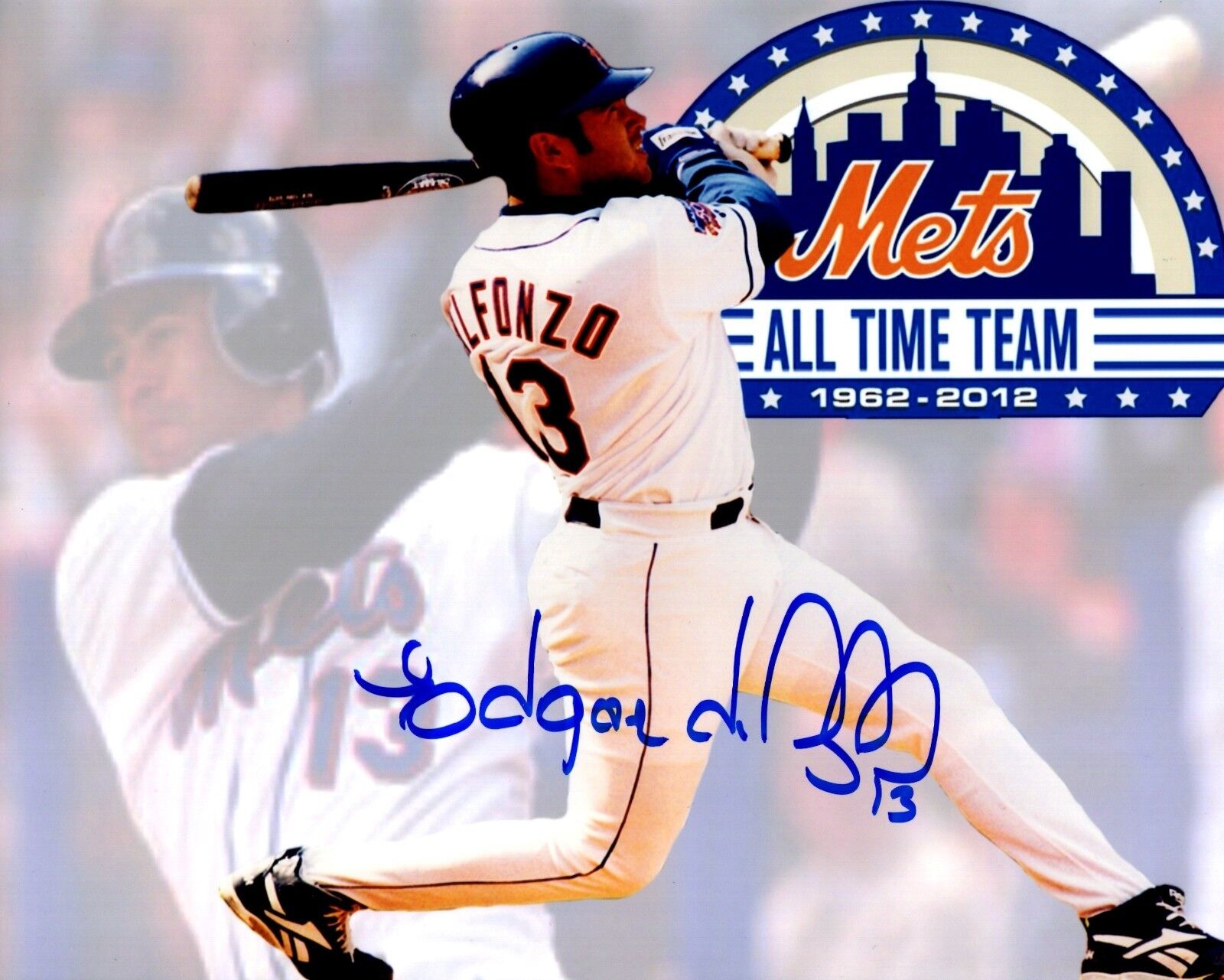 Edgardo Alfonzo autographed signed MLB New York Mets 8x10 Photo Poster painting