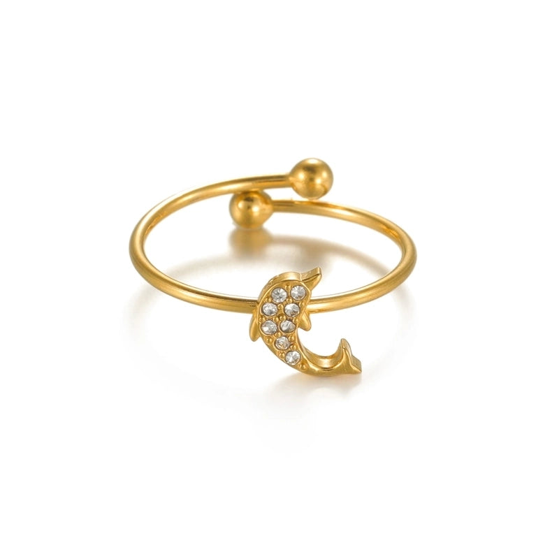 Elegant Minimalist Streetwear Moon 304 Stainless Steel 18K Gold Plated Open Rings