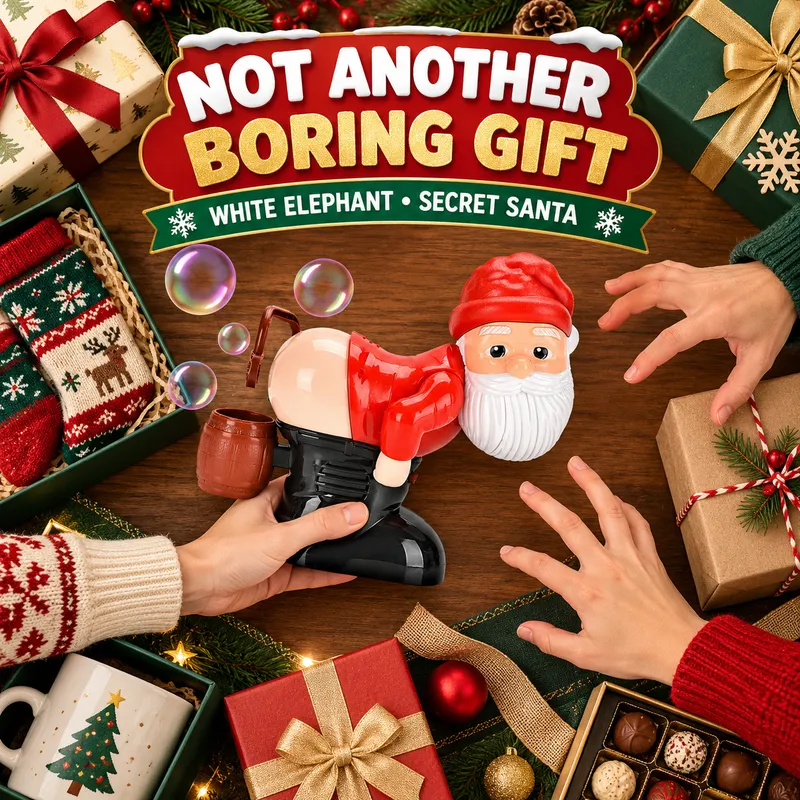 Funny Santa bubble machine for White Elephant and Secret Santa gift exchanges