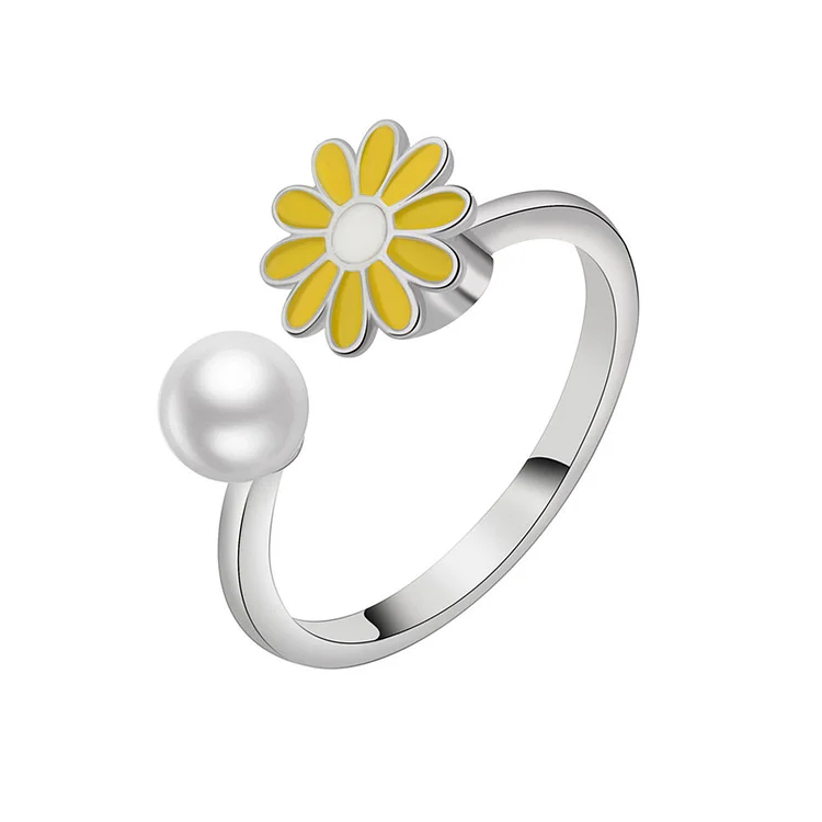 Adjustable Daisy Flower Ring for Mom Women Girls