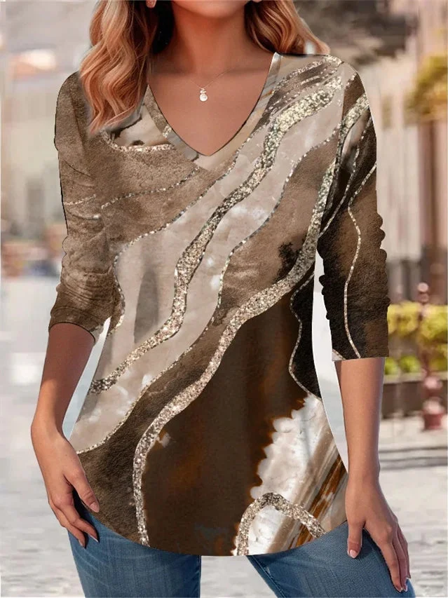 Women Half Sleeve V-neck Solid Color Dress