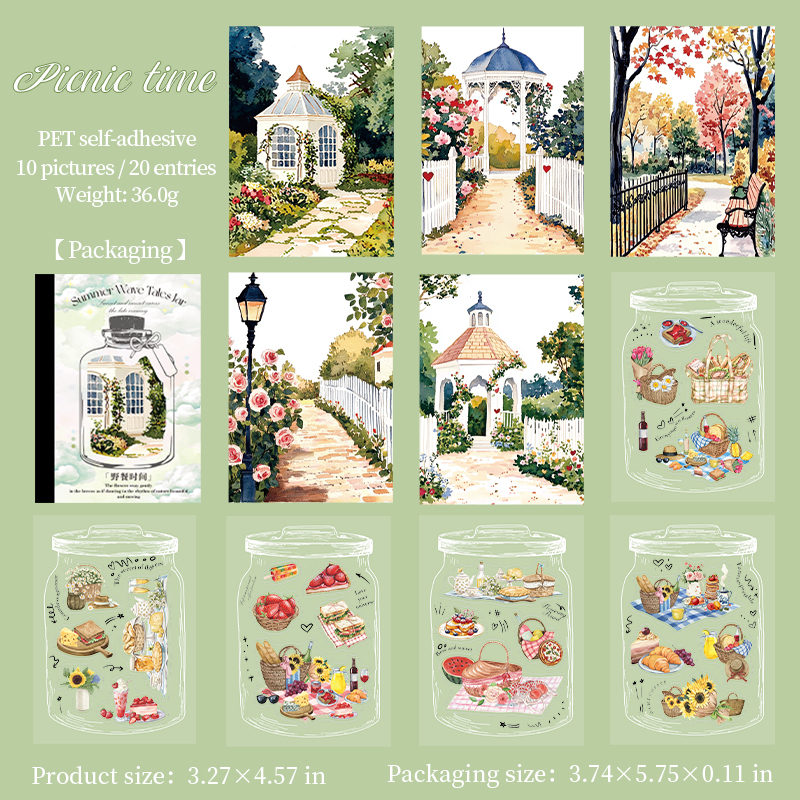 PET Sticker - Summer Wave Tales Jar Series Vintage Bottle Garden Moon