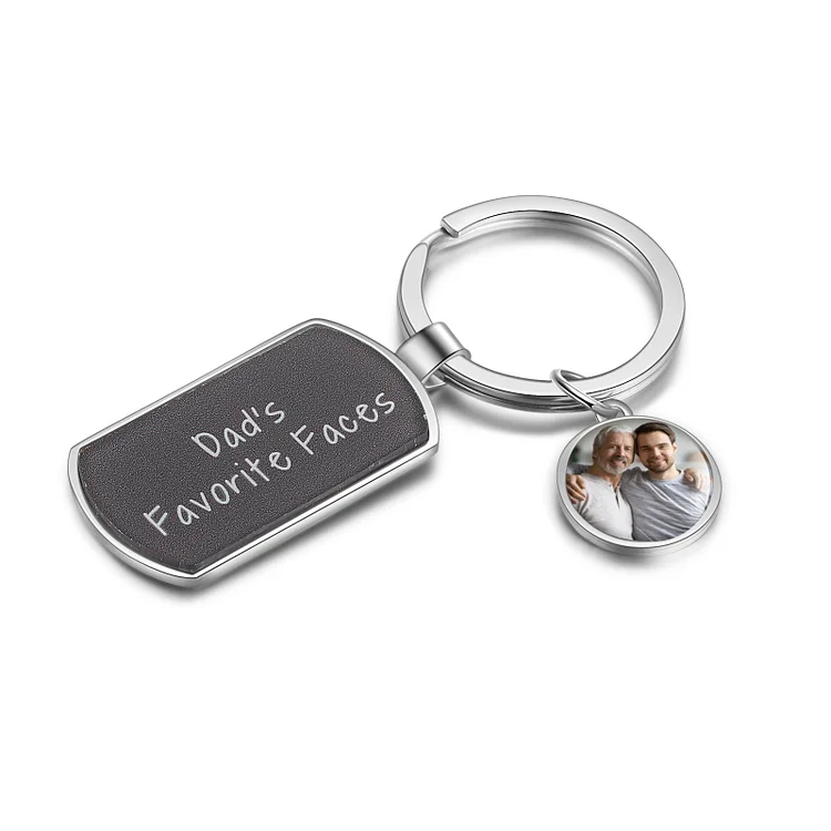 Personalized Photo Keychain with 1 Photo Message Dog Tag Keychain for Family