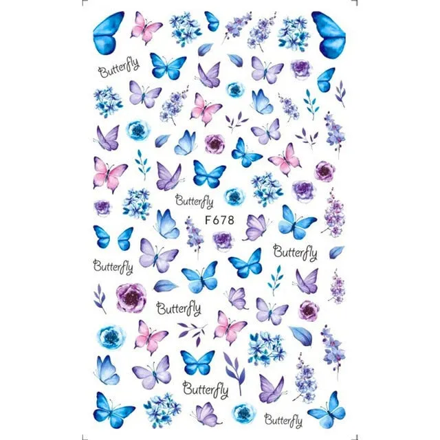1pcs Leaf With Lines Nails Sticker Designer Fruit Nail Art 3D Decals Acrylic Designs Self Adhesive Manicure Slider Accesorioss-Nail Inspo