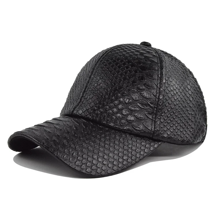 Imitation Crocodile Leather Baseball Cap European And American Baseball Cap Household Leather Couples Cap Cap Sun-Poof Peaked C