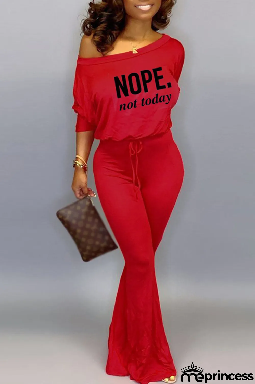 Grey Casual Print Split Joint Oblique Collar Regular Jumpsuits