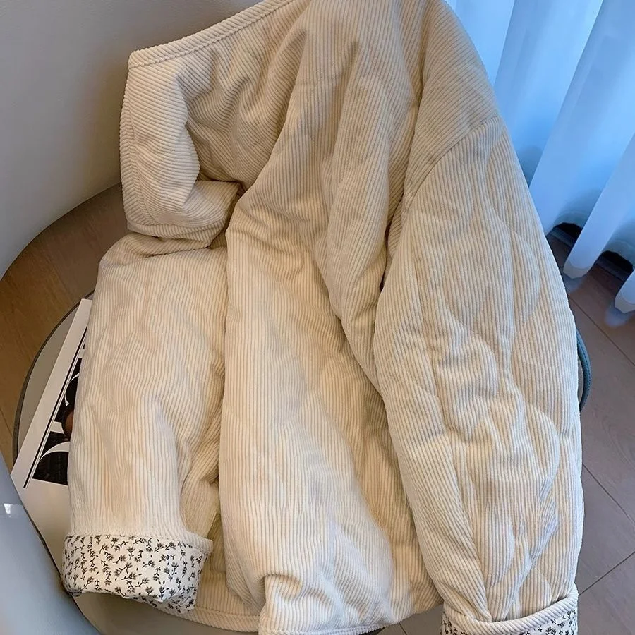 Athvotar Athvotar Sense Lints Spliced Broken Flower Lingge Cotton Coat Women's New Relaxed Leisure Cotton Coat In Winter