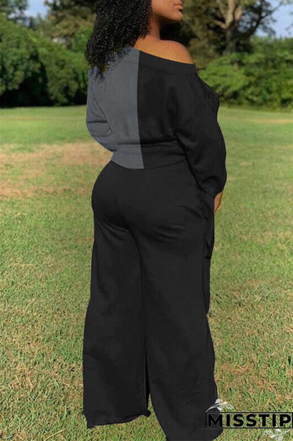 Gray Fashion Casual Long Sleeve Oblique Collar Regular Sleeve Short Patchwork Two Pieces