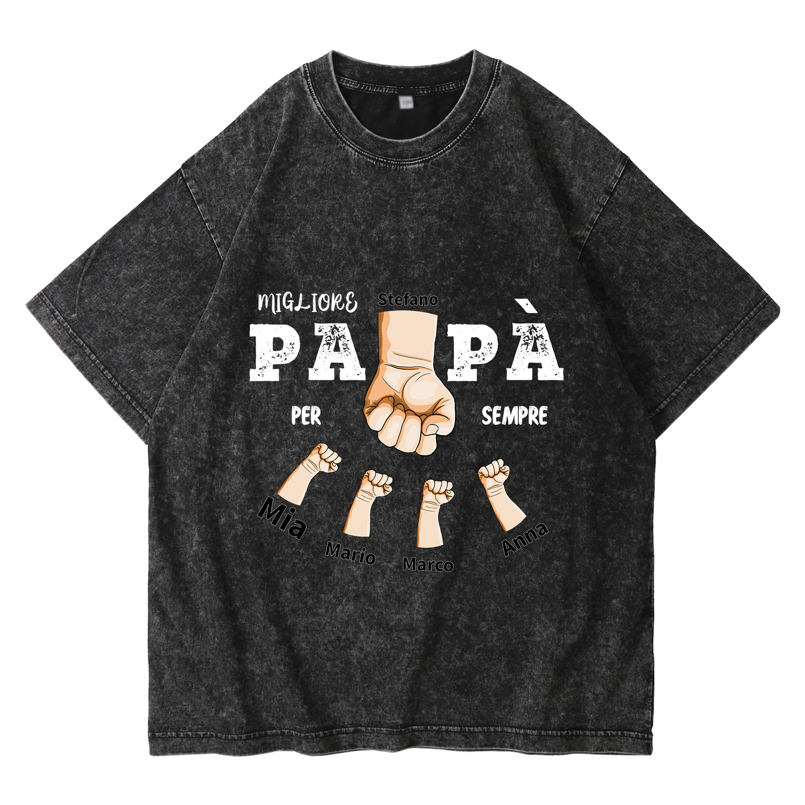 Maglietta in cotone girocollo pugno a pugno con nome personalizzato regalo per papà
