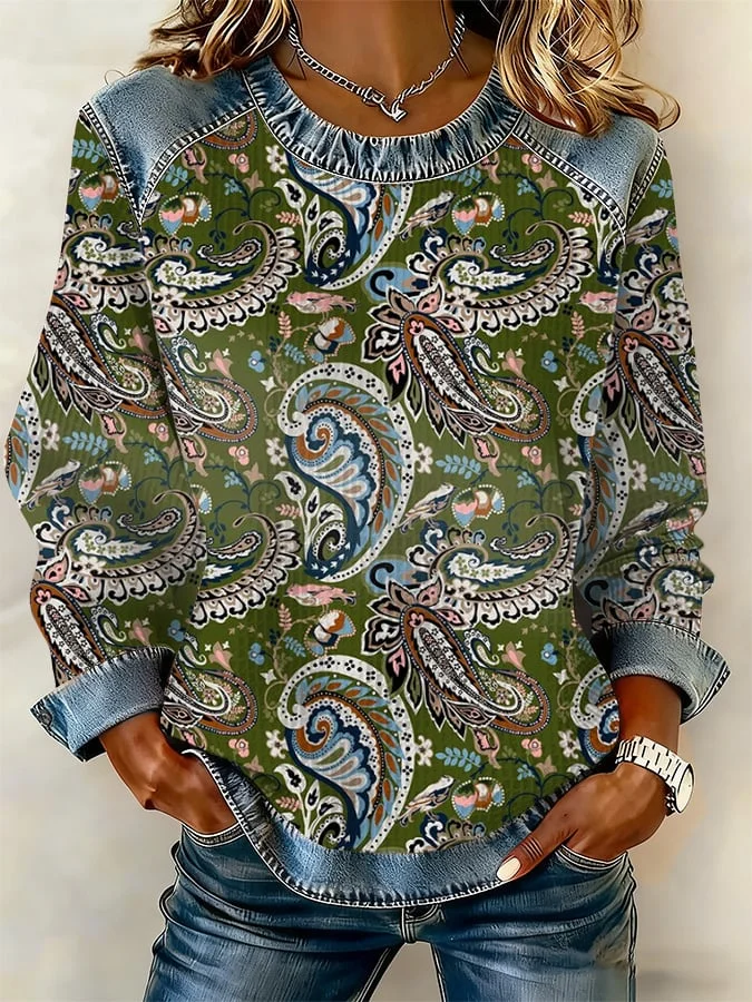 Women's Casual Print Long-Sleeve Sweatshirt 