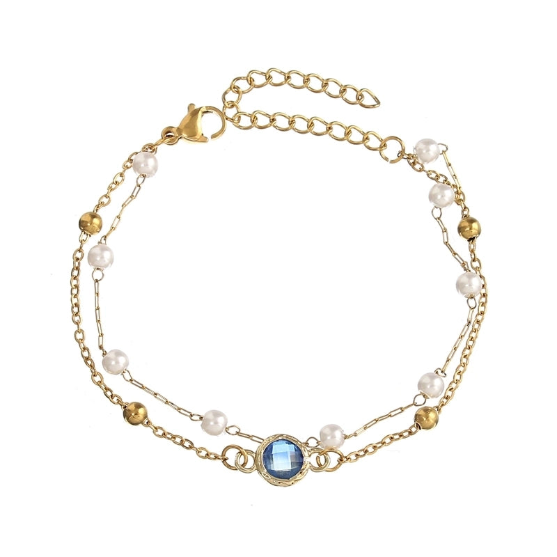 Vacation Geometric Color Block Stainless Steel Resin Copper Inlay Rhinestones Bracelets