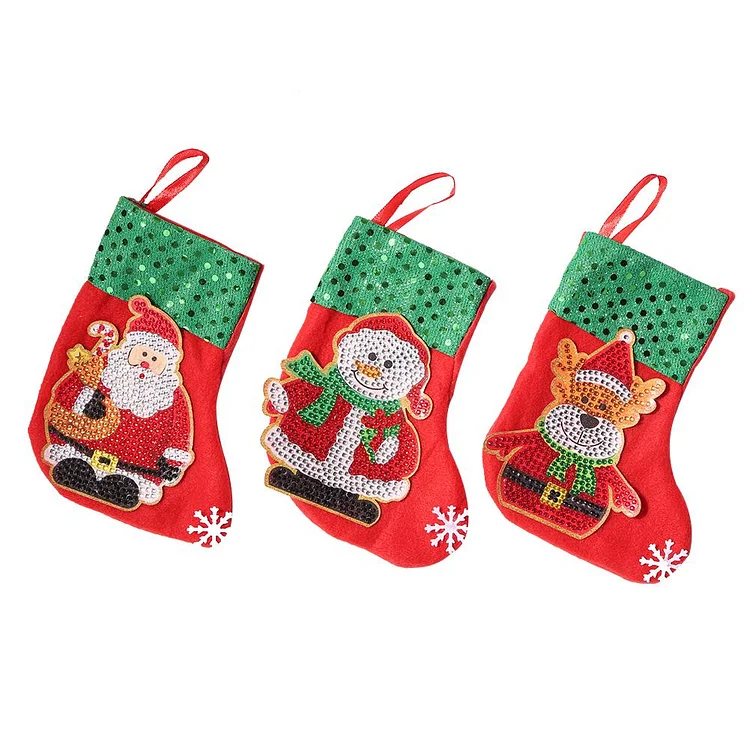3pcs Christmas Stockings Hanging Pendants DIY Diamond Painting Kit (WZ001) gbfke