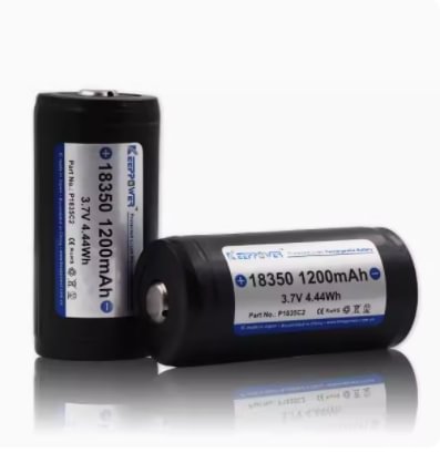 KeepPower 18350 1200mAh 3.7V 4.44Wh Protected Button Top Rechargeable Battery (pack of 2)