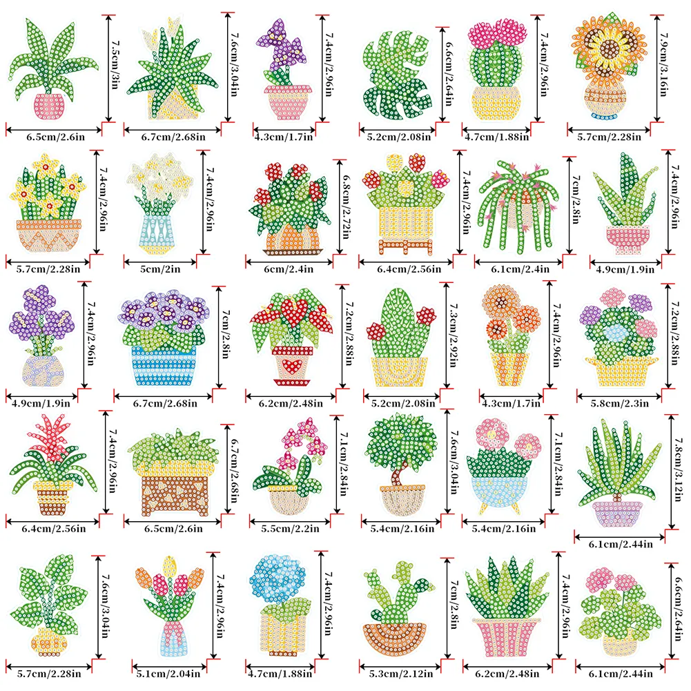 30Pcs DIY Plant Diamond Painting Fridge Magnet Fridge Stickers for Home Decor
